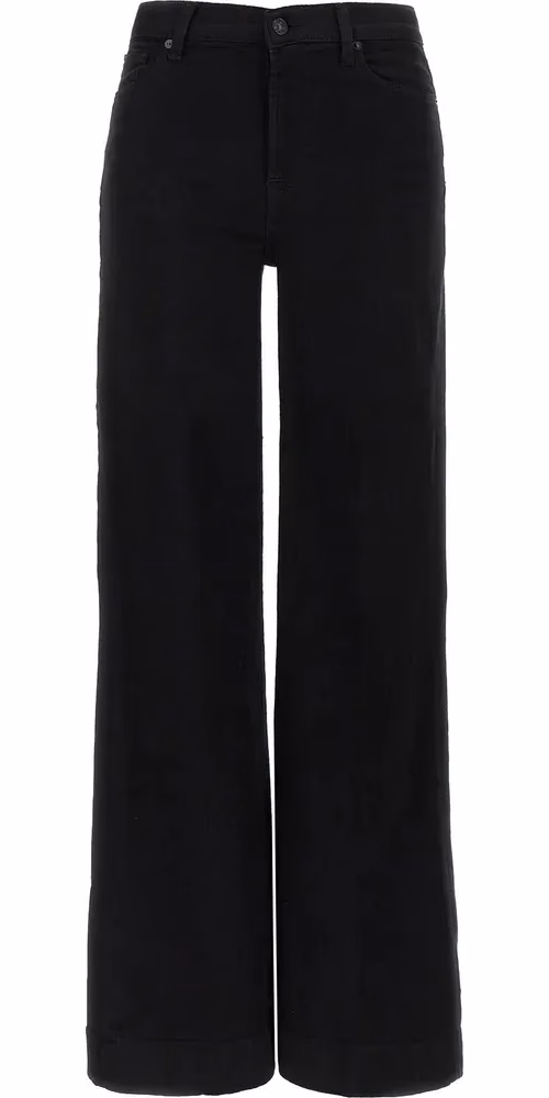 7 For All Mankind Black Cotton Flared Jeans