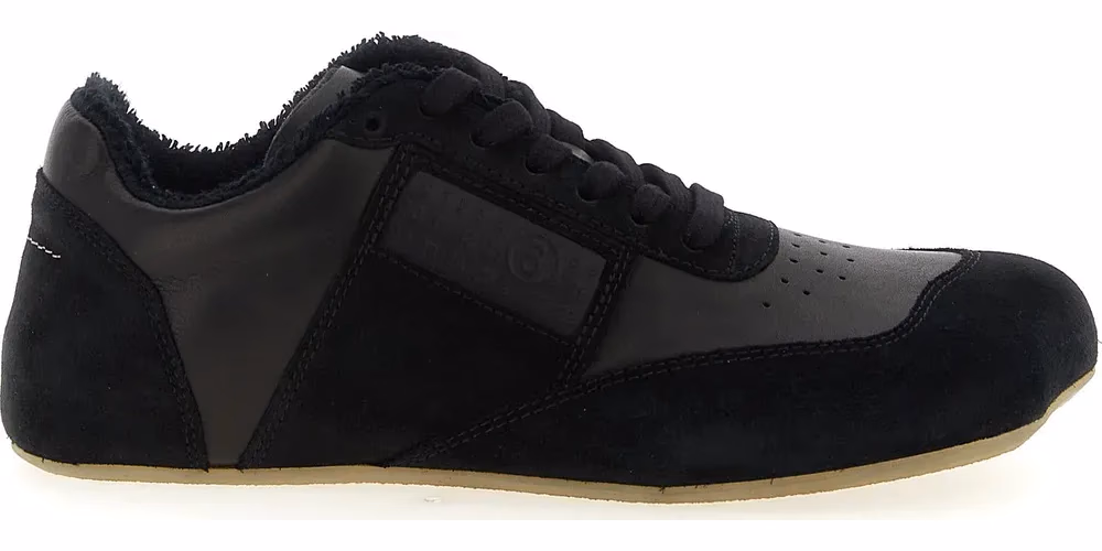 MM6 Maison Margiela Black Calfskin Athletic Sneakers