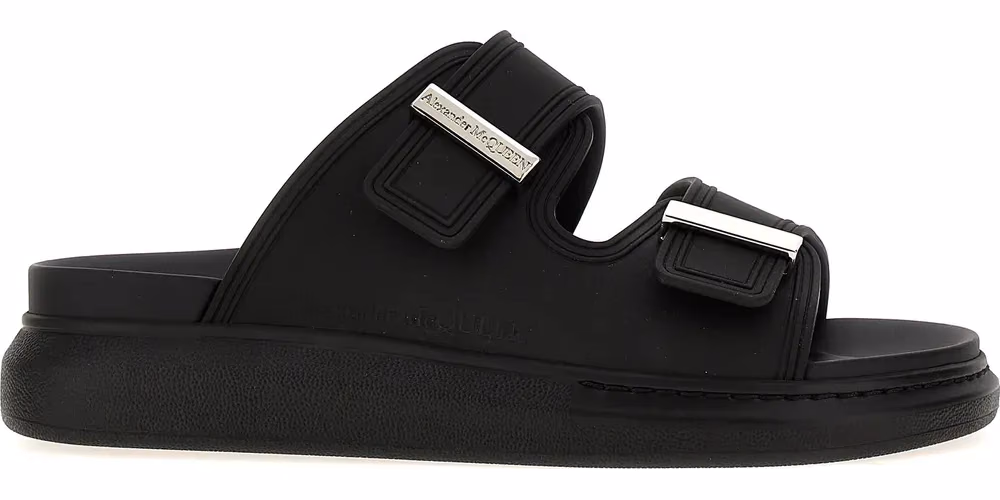 Alexander McQueen Black Rubber Slides