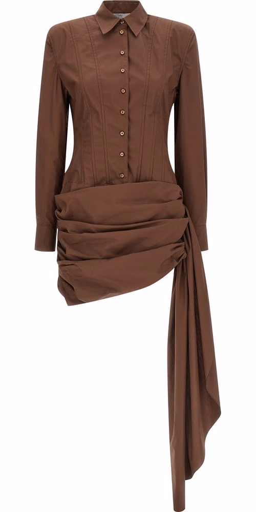 Giuseppe Di Morabito Brown Cotton Short Dress