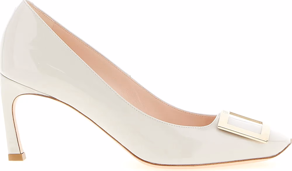 Roger Vivier Gray Calfskin Mid Heel Pumps