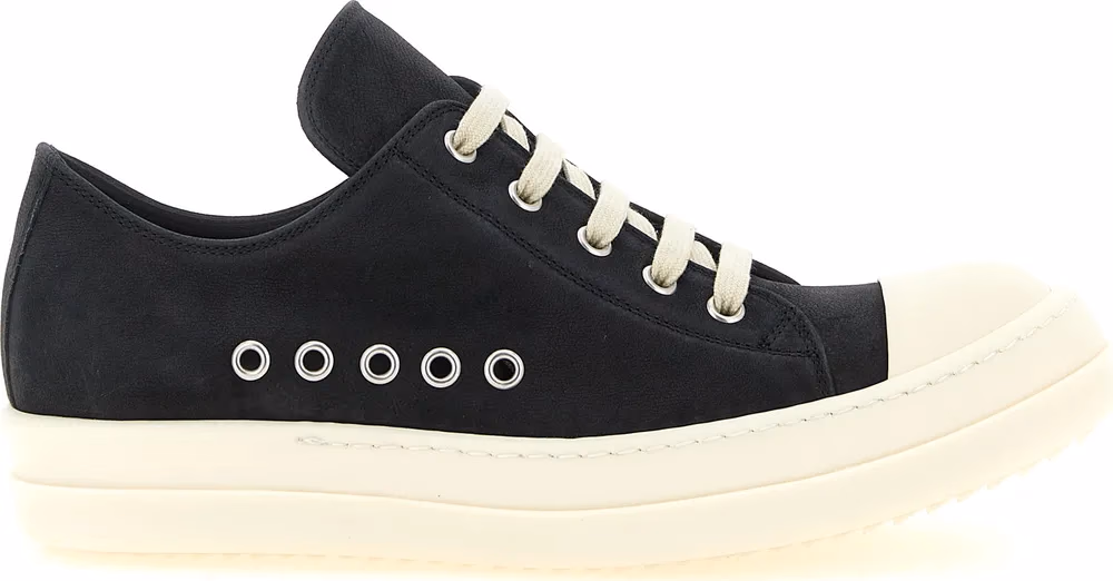 Rick Owens Black Calfskin Low Top Sneakers