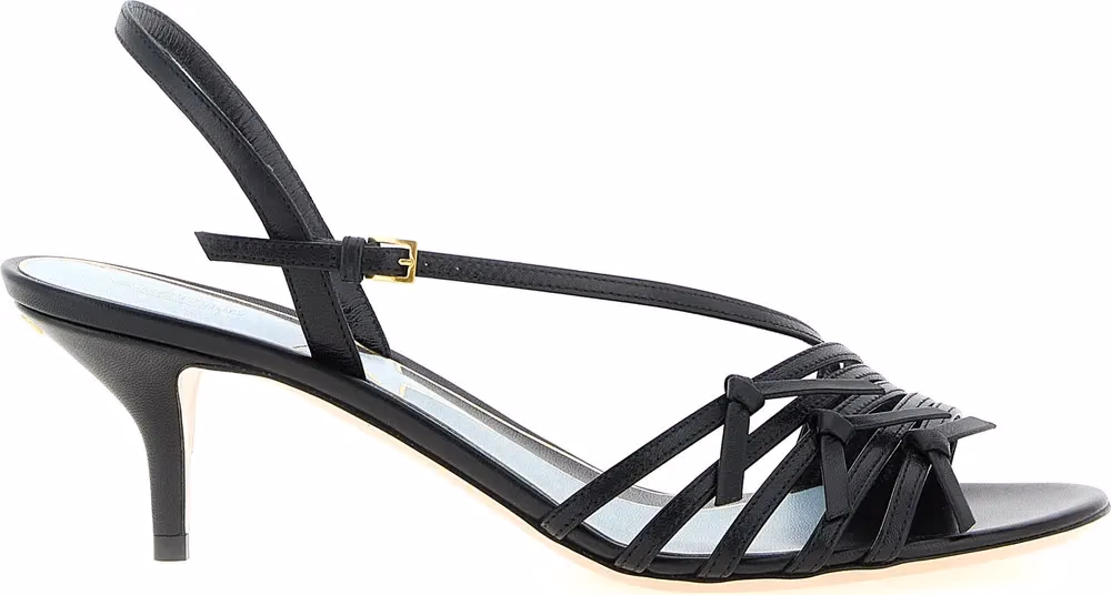 Valentino Garavani Black Calfskin Stiletto Heel Sandals