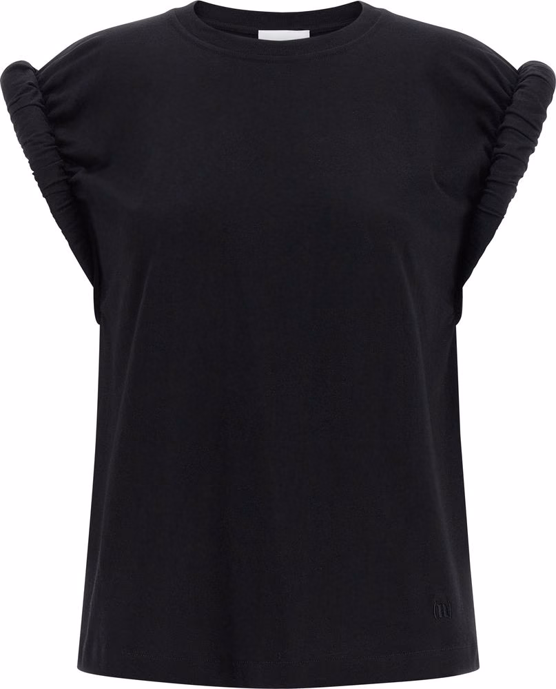 NUDE Black Cotton Sleeveles T-Shirt