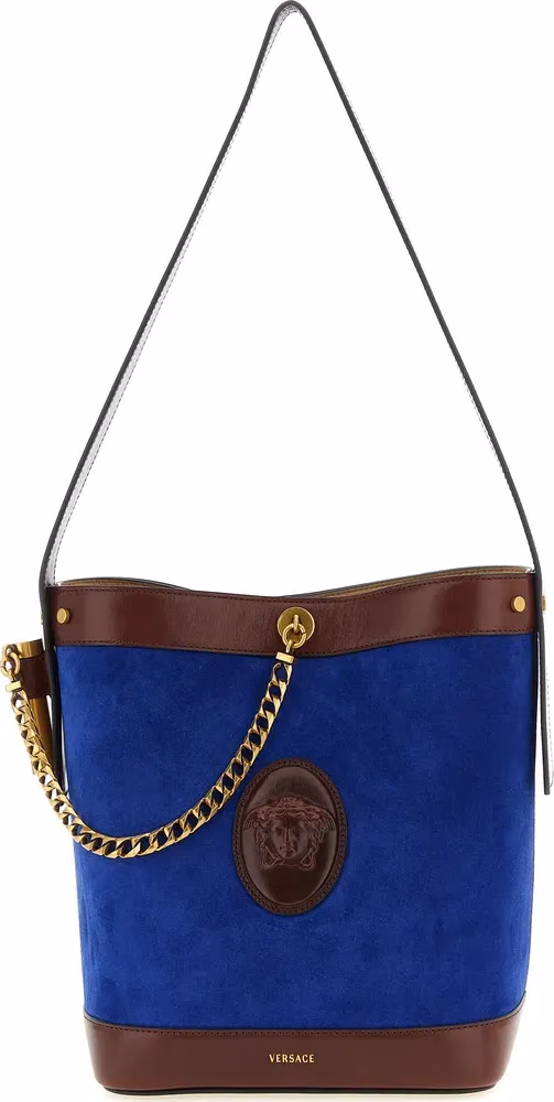 Versace Blue Calfskin Shoulder Bag