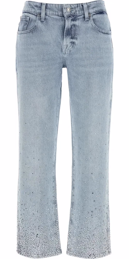 7 For All Mankind Blue Cotton Straight-Leg Jeans
