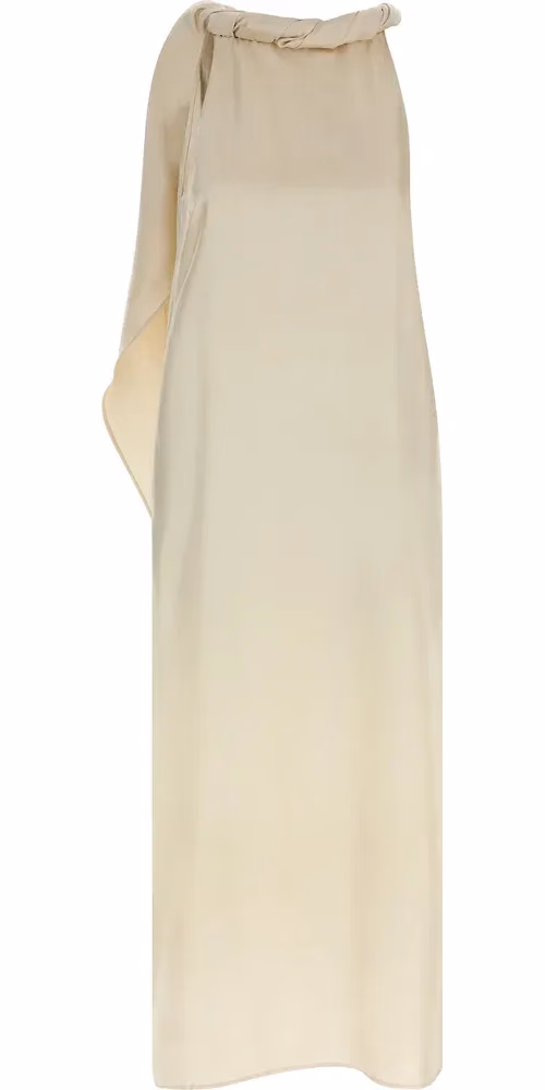 Loulou De Saison Beige Silk Midi Dress