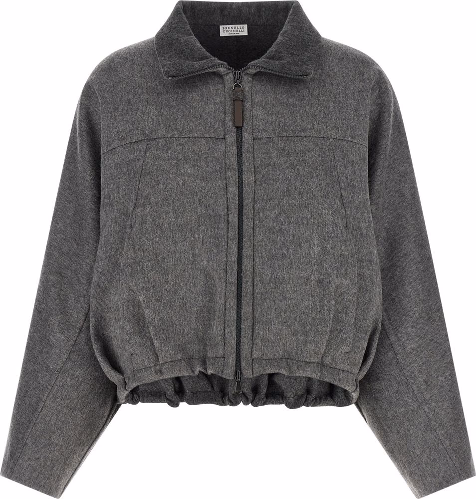 Brunello Cucinelli Gray Virgin Wool Full-Length Jacket