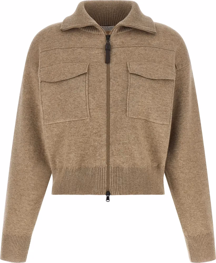 Brunello Cucinelli Beige Cashmere Cardigan