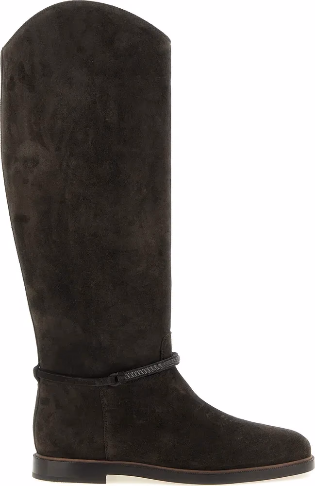 Brunello Cucinelli Black Calfskin Over The Knee