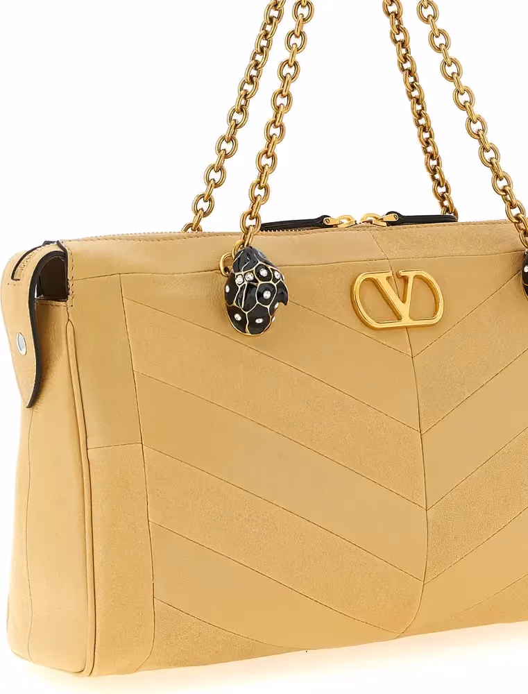 Valentino Garavani Beige Lamb Leather Shoulder Bag