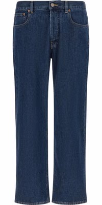 Blue Cotton Straight-Leg Jeans
