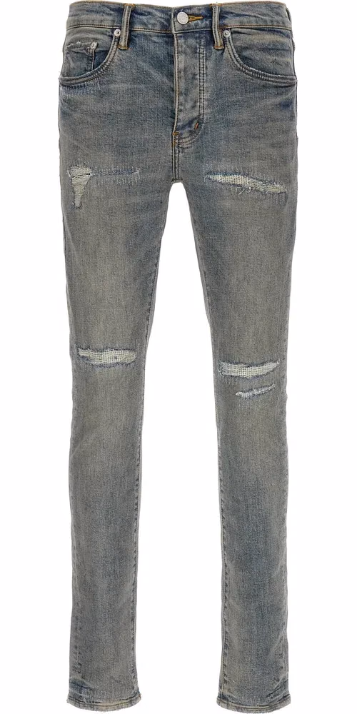 PURPLE Blue Cotton Slim Fit Jeans