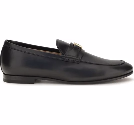 Valentino Garavani Black Calf Leather Bos Taurus Slip-On Loafers