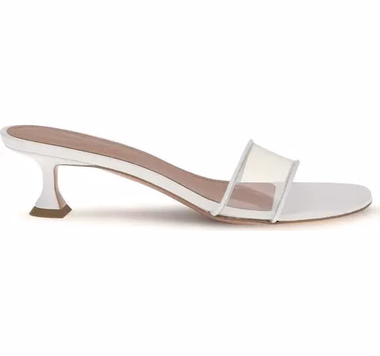 Amina Muaddi White Pvc Sandals