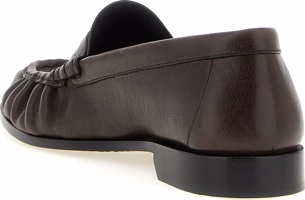 Saint Laurent Brown Calfskin Slip-On Loafers