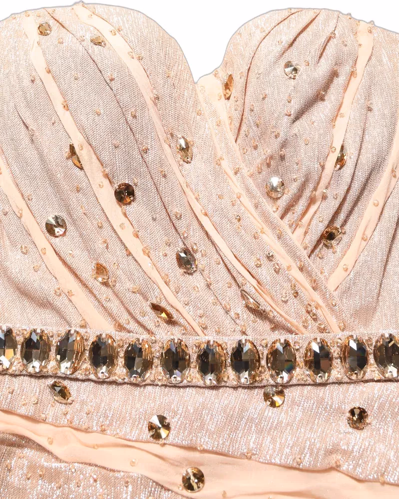 Dolce & Gabbana Nude Embellished Strapless Evening Gown Dress