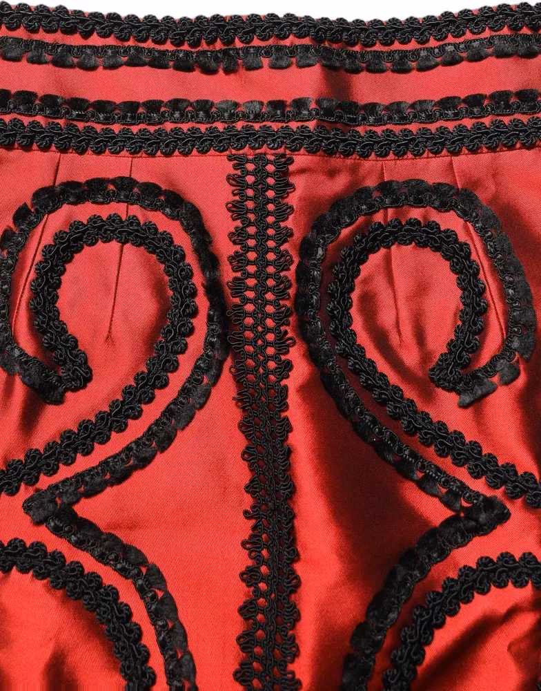 Dolce & Gabbana Red Soutache Embroidery A-line Mini Skirt