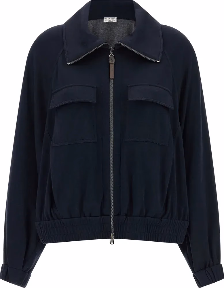 Brunello Cucinelli Blue Cotton Bomber