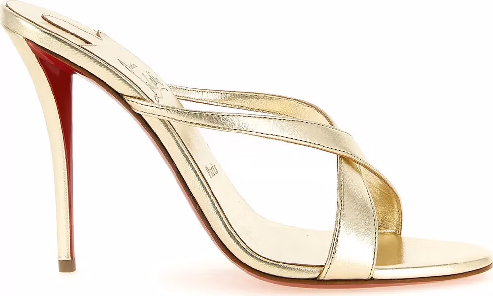 Christian Louboutin Gold Lambskin Stiletto Heel Sandals