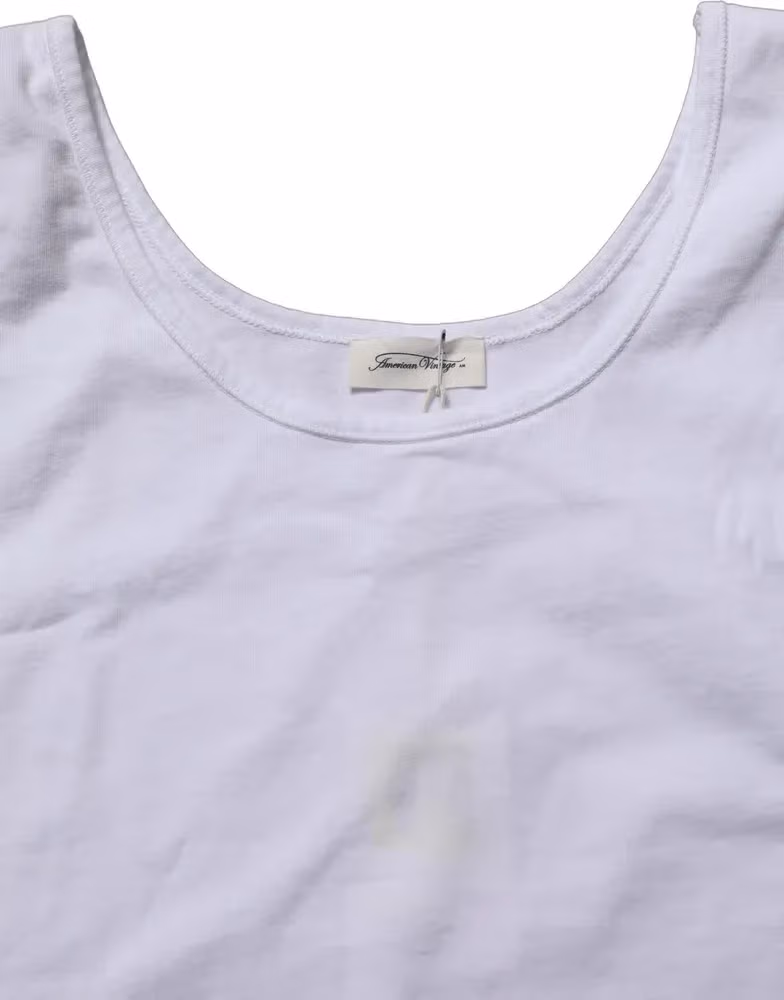 American Vintage White Cotton Round Neck Sleeveless Tank Top