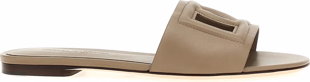 Dolce & Gabbana Gray Calfskin Slides