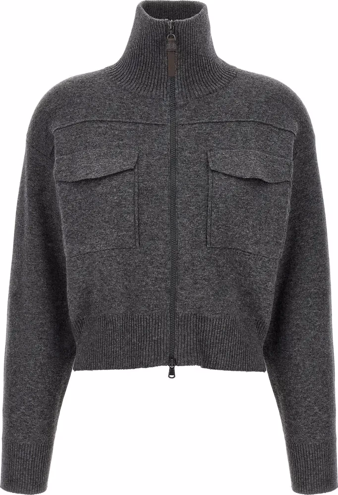 Brunello Cucinelli Gray Cashmere Cardigan