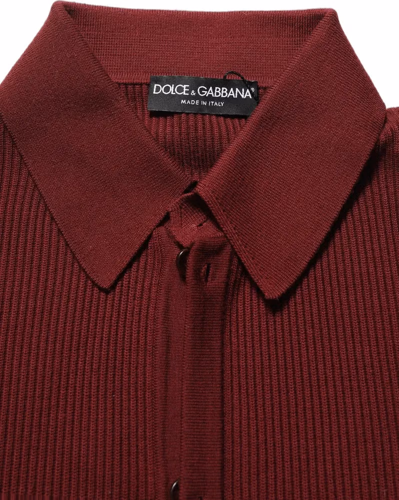 Dolce & Gabbana Burgundy Wool Button Down Cardigan Sweater