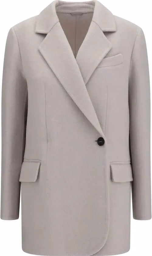 Brunello Cucinelli White Wool Oves Aries Full-Length Jacket