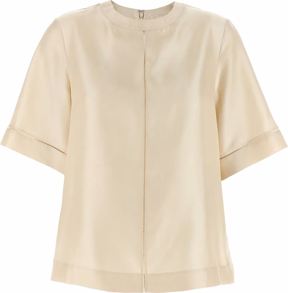 Loulou De Saison Beige Silk Blouse