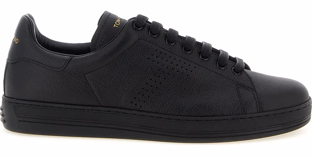 Tom Ford Black Leather Low Top Sneakers