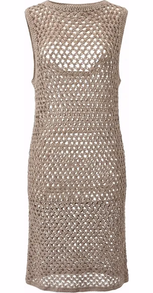 Malo Beige Cotton Women Dress
