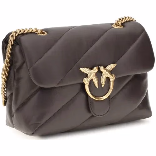 PINKO Brown Calf Leather Bos Taurus Shoulder Bag