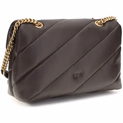 PINKO Brown Calf Leather Bos Taurus Shoulder Bag