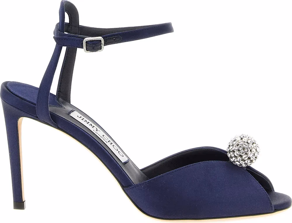 Jimmy Choo Blue Tencel Stiletto Heel Sandals