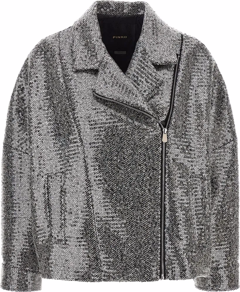 PINKO Silver Polyester Bomber