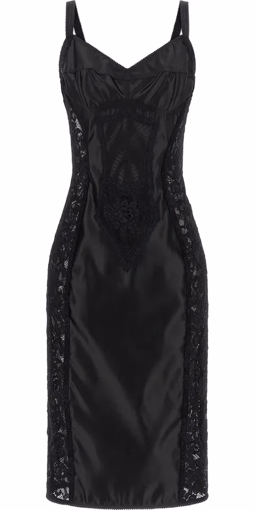 Dolce & Gabbana Black Polyamide Midi Dress