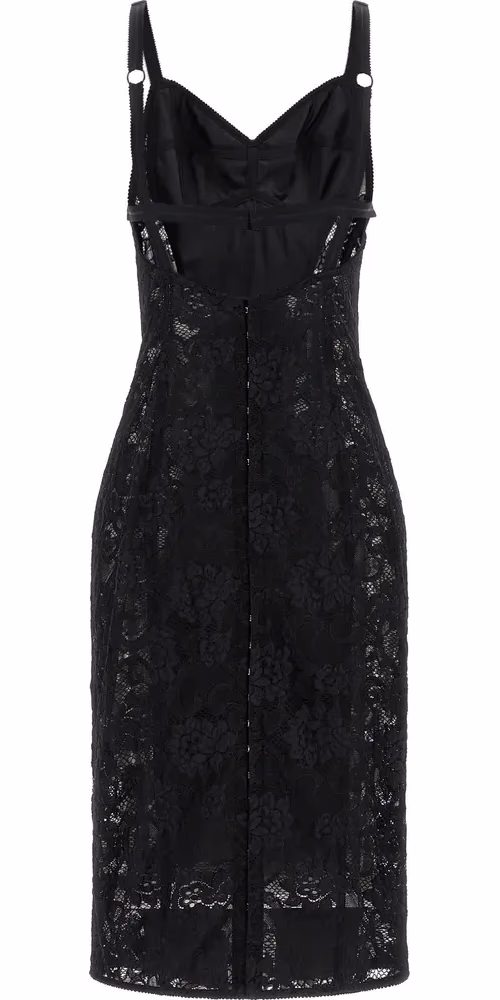 Dolce & Gabbana Black Polyamide Midi Dress