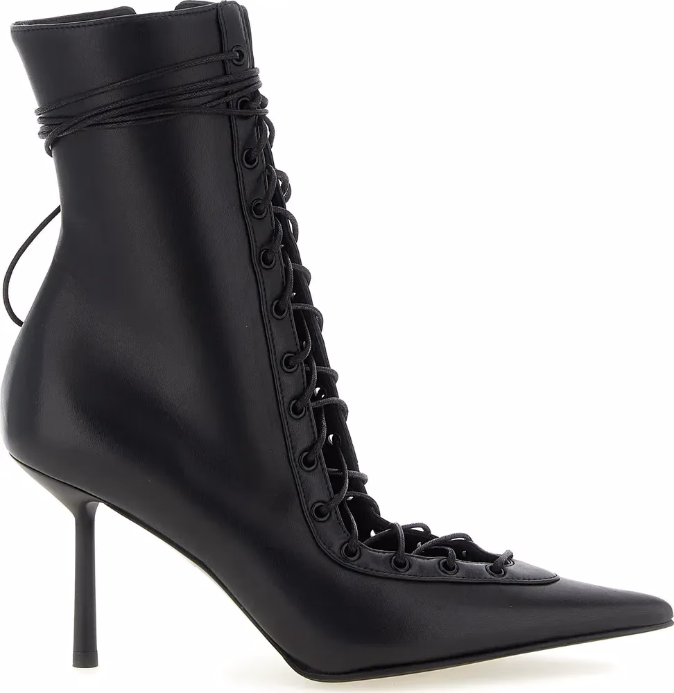 LE SILLA Black Lamb Leather Ankle Boots