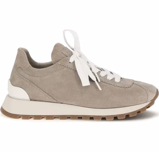 Brunello Cucinelli Gray Calf Leather Bos Taurus Platform Sneakers
