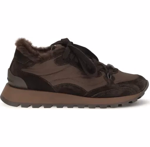 Brunello Cucinelli Brown Calf Leather Bos Taurus Athletic Sneakers