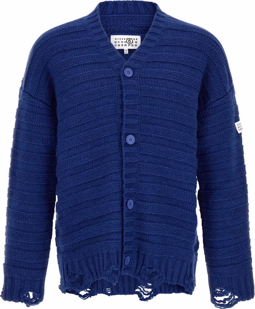 MM6 Maison Margiela Blue Virgin Wool Cardigan