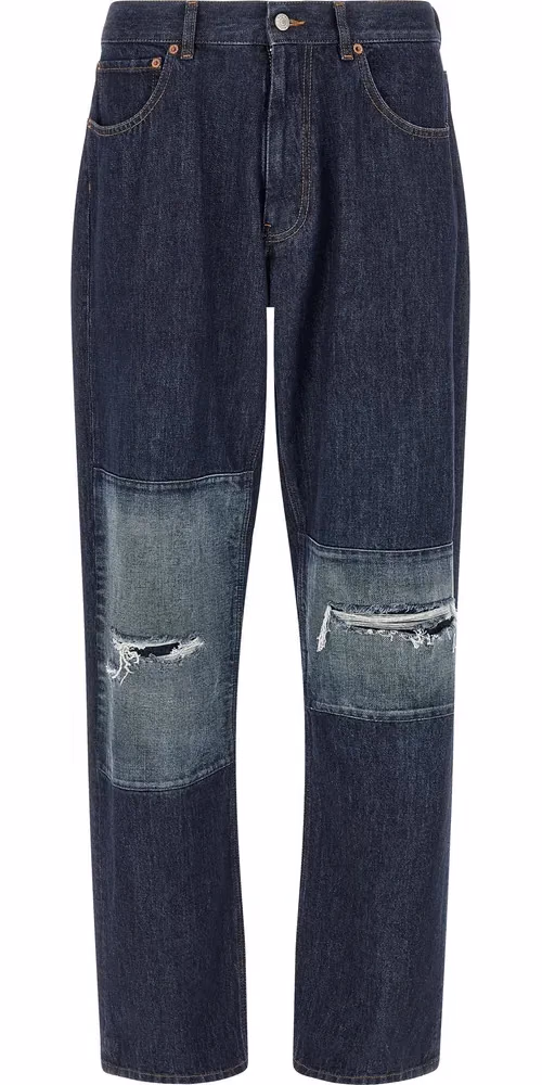MM6 Maison Margiela Blue Cotton Straight-Leg Jeans