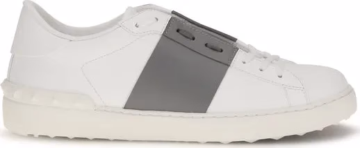 Valentino Garavani Silver Calf Leather Bos Taurus Low Top Sneakers