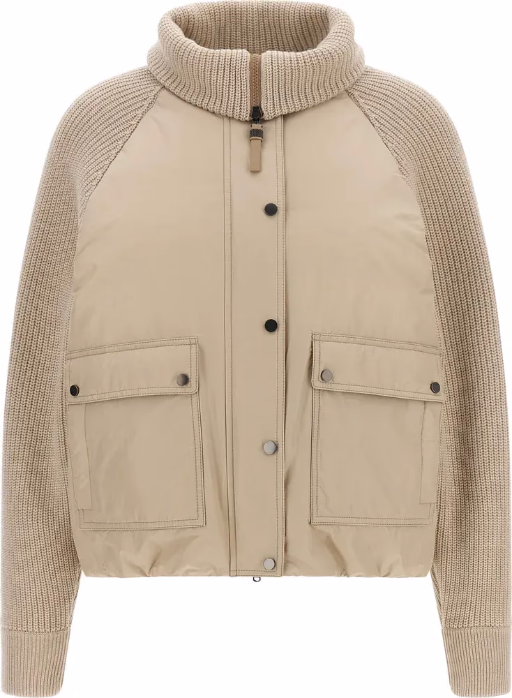 Brunello Cucinelli Beige Cotton Full-Length Jacket