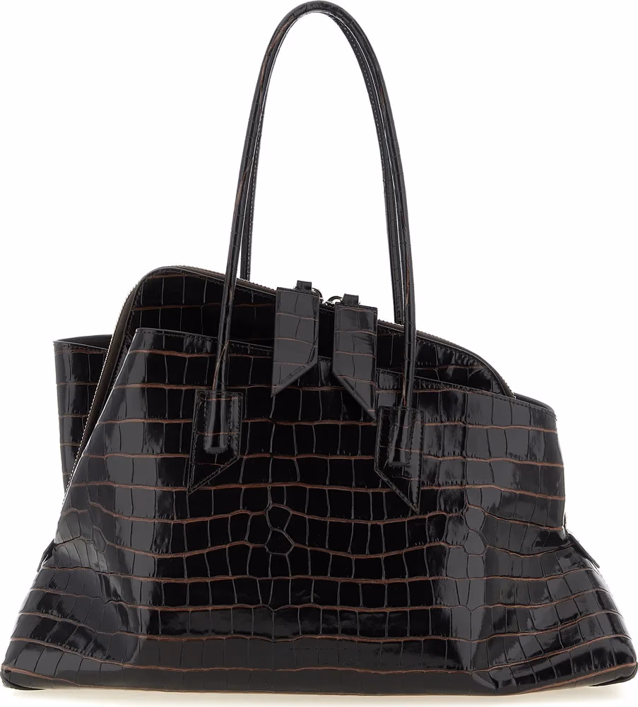 The Attico Brown Bovine Leather Shoulder Bag