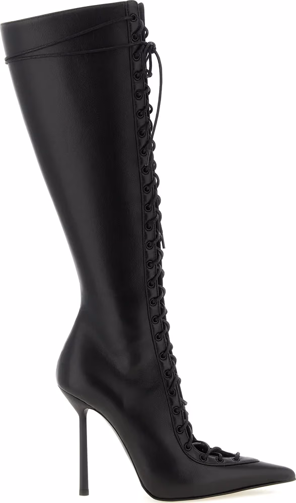 LE SILLA Black Lamb Leather Over The Knee