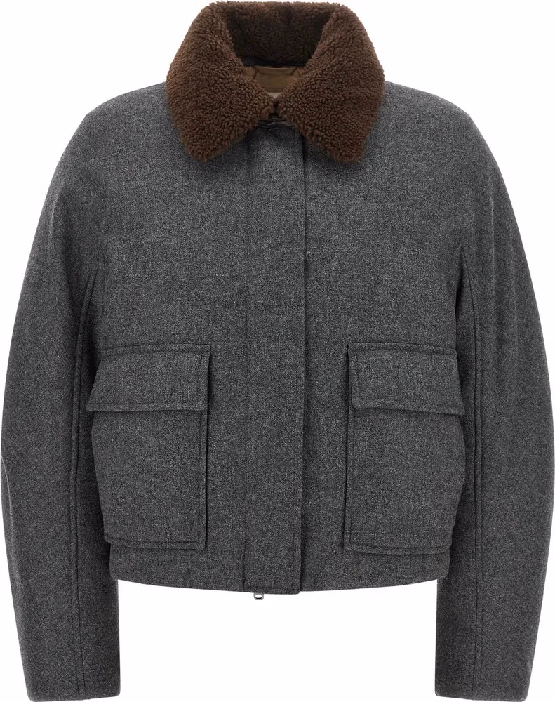 Brunello Cucinelli Gray Virgin Wool Full-Length Jacket