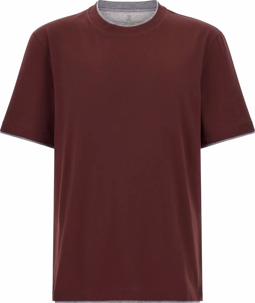 Brunello Cucinelli Bordeaux Cotton T-Shirt