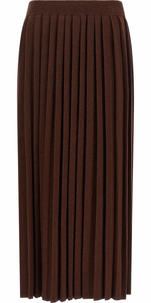 Fabiana Filippi Brown Virgin Wool Midi Skirt